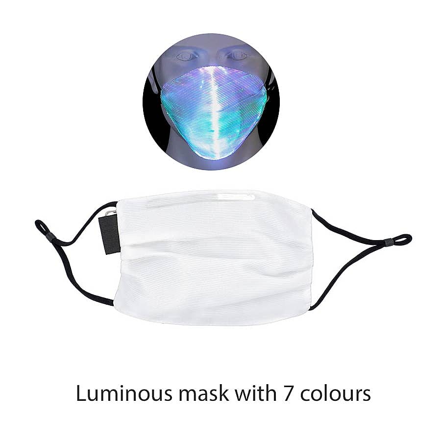Colour Changing Rechargeable LED Luminous Face Cover (Size 15x21x3 Cm) - White