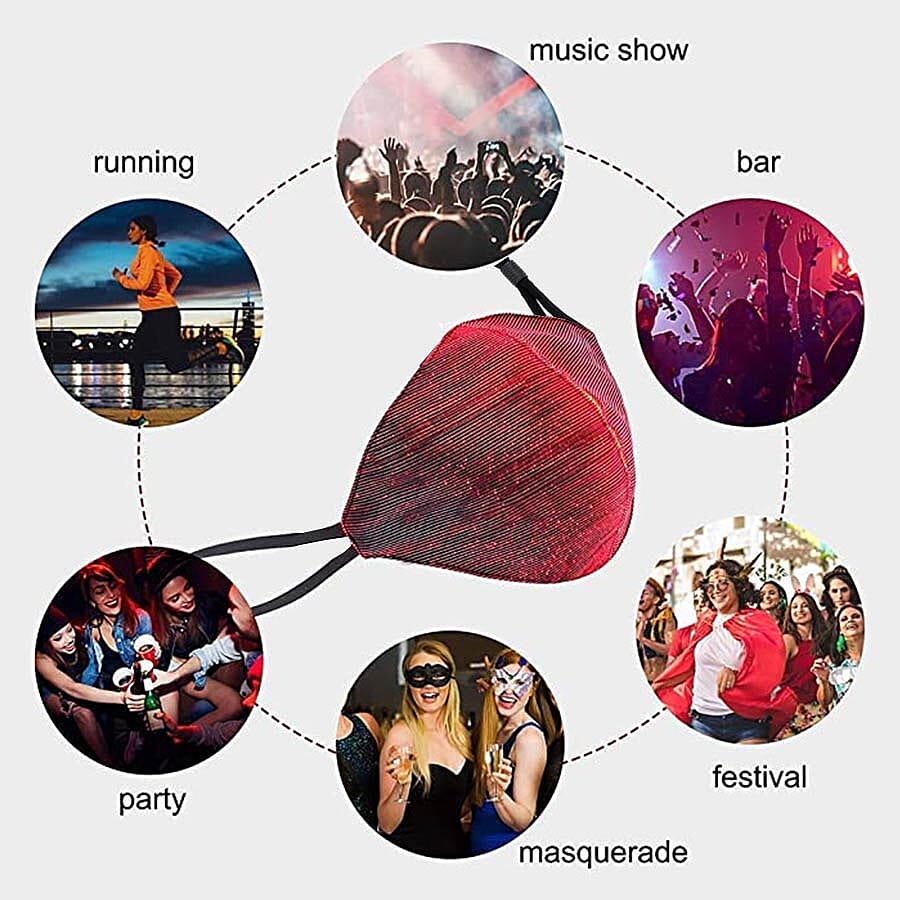 Colour Changing Rechargeable LED Luminous Face Cover (Size 15x21x3 Cm) - White