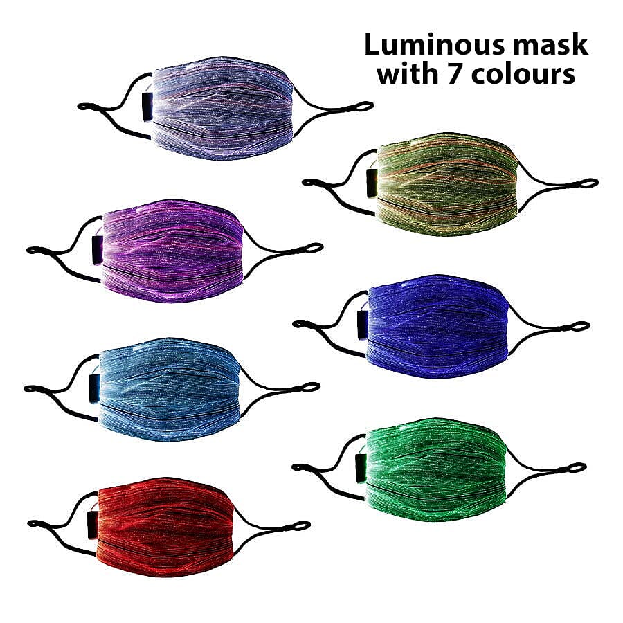 Colour Changing Rechargeable LED Luminous Face Cover (Size 15x21x3 Cm) - Black