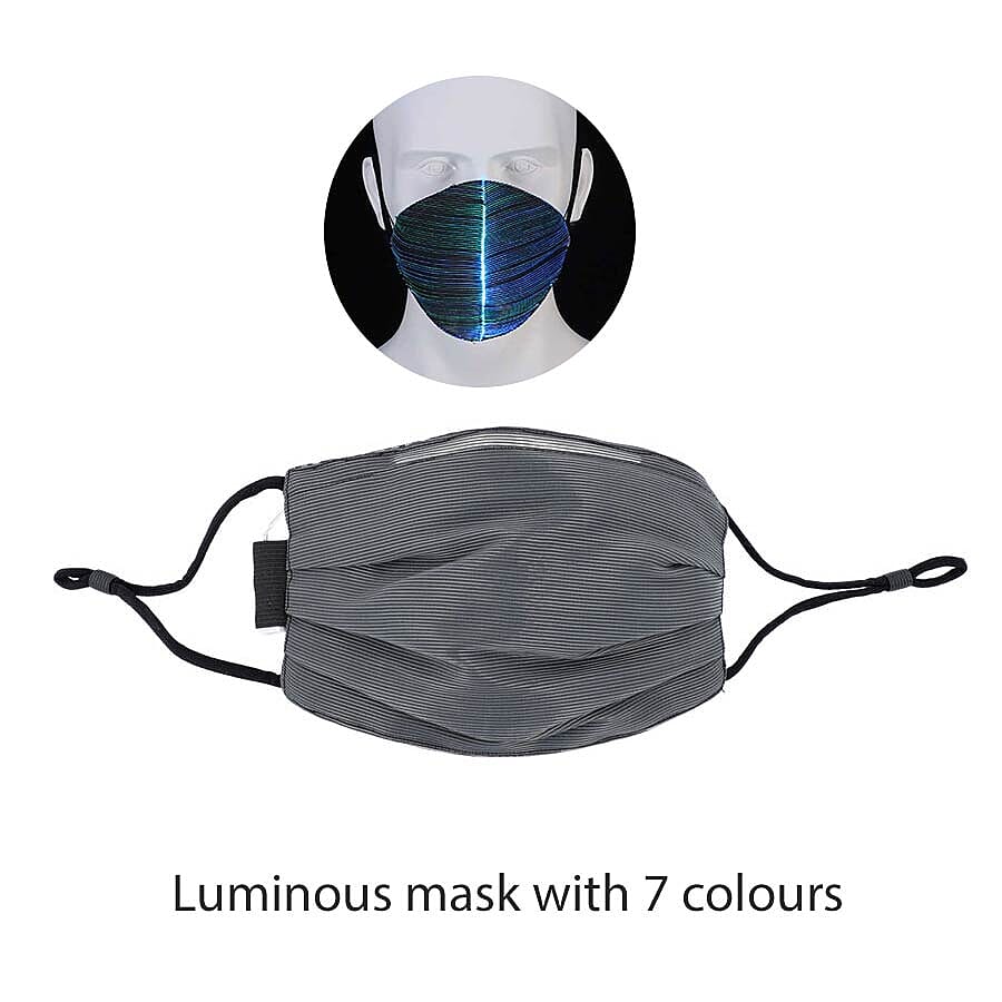 Colour Changing Rechargeable LED Luminous Face Cover (Size 15x21x3 Cm) - Black