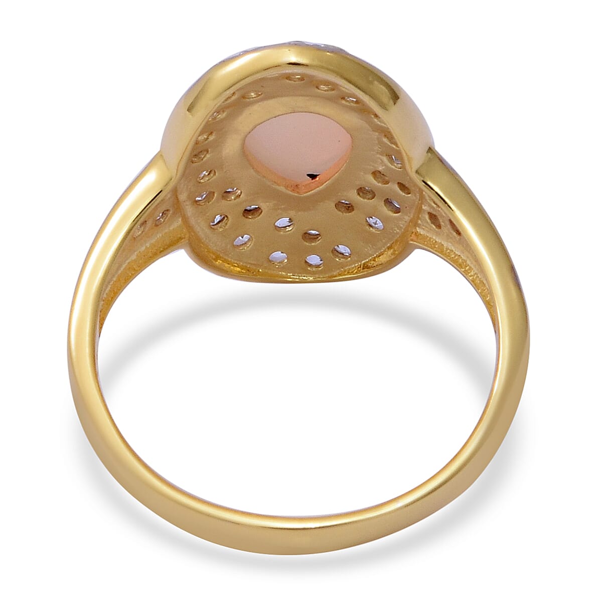New Arrival - Ethiopian Welo Opal and Natural Cambodian Zircon Ring in Two Tone Overlay Sterling Silver 3.06 Ct.