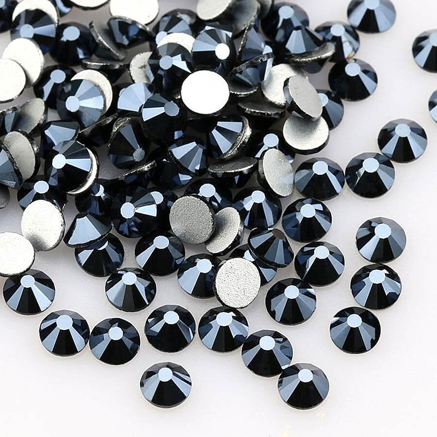 2 Layer Face Covering Decorated With Glass Rhinestones - Black