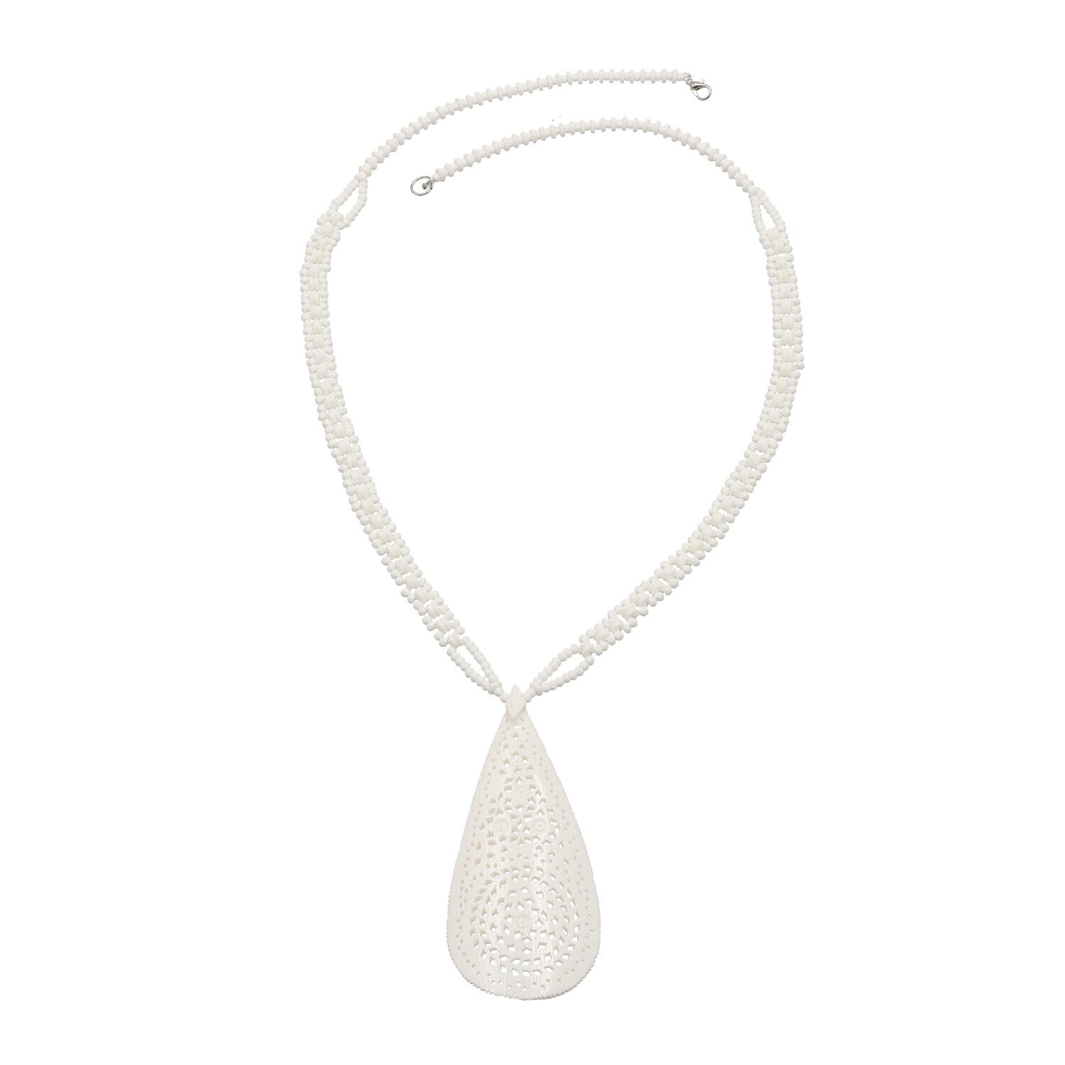 White Carved Bone Drop Necklace (18-20in)
