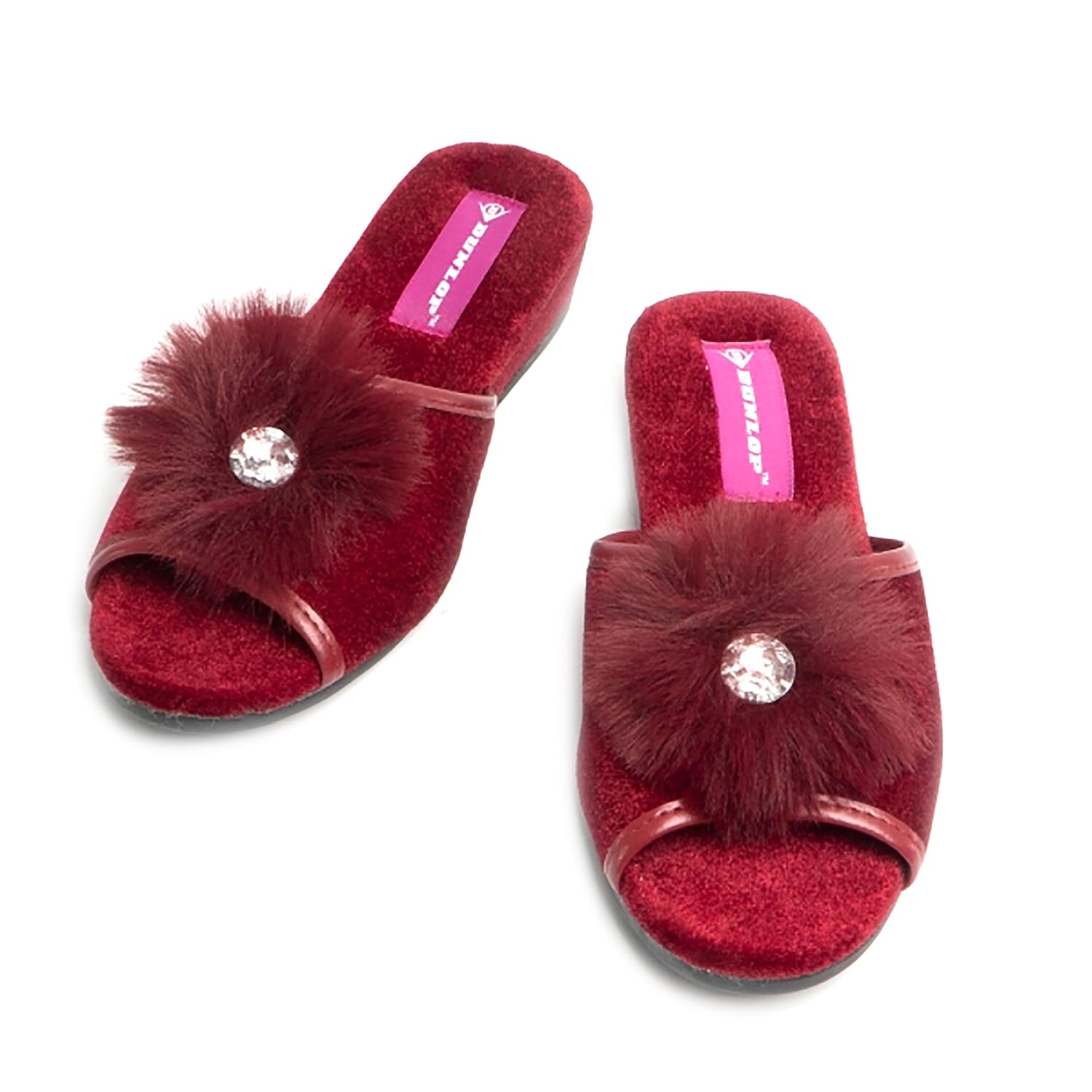 Dunlop Marilyn Boa Wedge Slipper Mules in Burgundy Colour