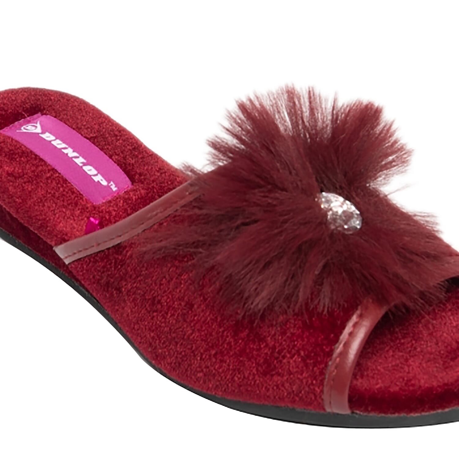 Dunlop Marilyn Boa Wedge Slipper Mules in Burgundy Colour