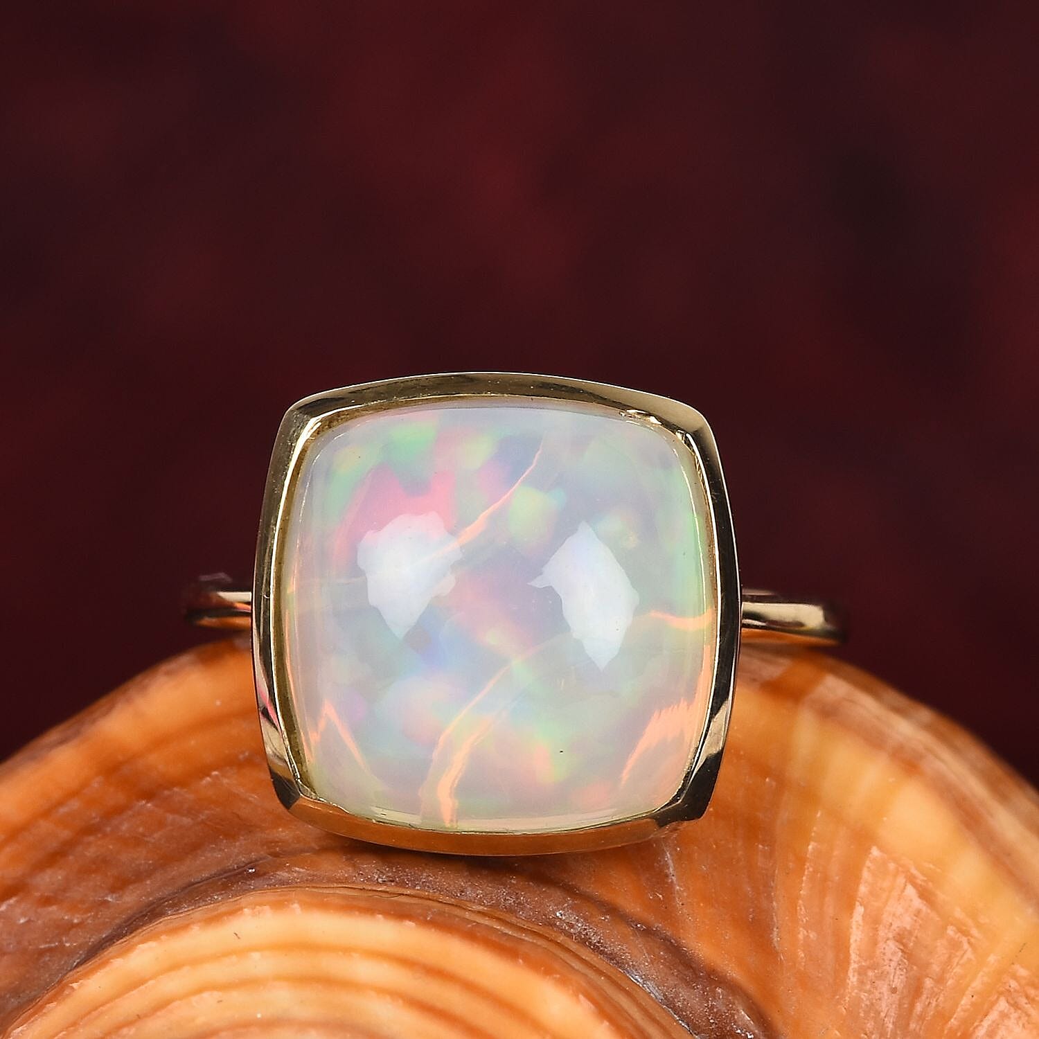 14K Yellow Gold Ethiopian Welo Opal Ring 4.32 Ct.