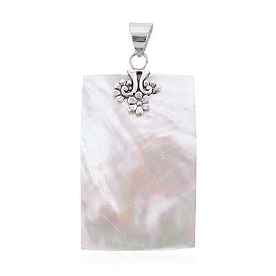 Royal Bali Collection - Mother of Pearl Rectangle Pendant in Sterling Silver