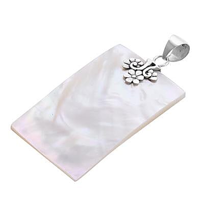 Royal Bali Collection - Mother of Pearl Rectangle Pendant in Sterling Silver