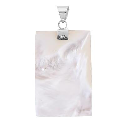 Royal Bali Collection - Mother of Pearl Rectangle Pendant in Sterling Silver