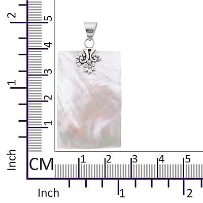 Royal Bali Collection - Mother of Pearl Rectangle Pendant in Sterling Silver