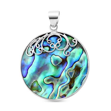 Royal Bali Collection - Abalone Shell Round Pendant in Sterling Silver