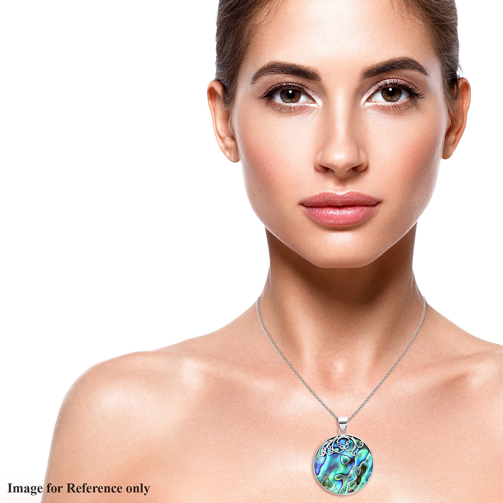 Royal Bali Collection - Abalone Shell Round Pendant in Sterling Silver