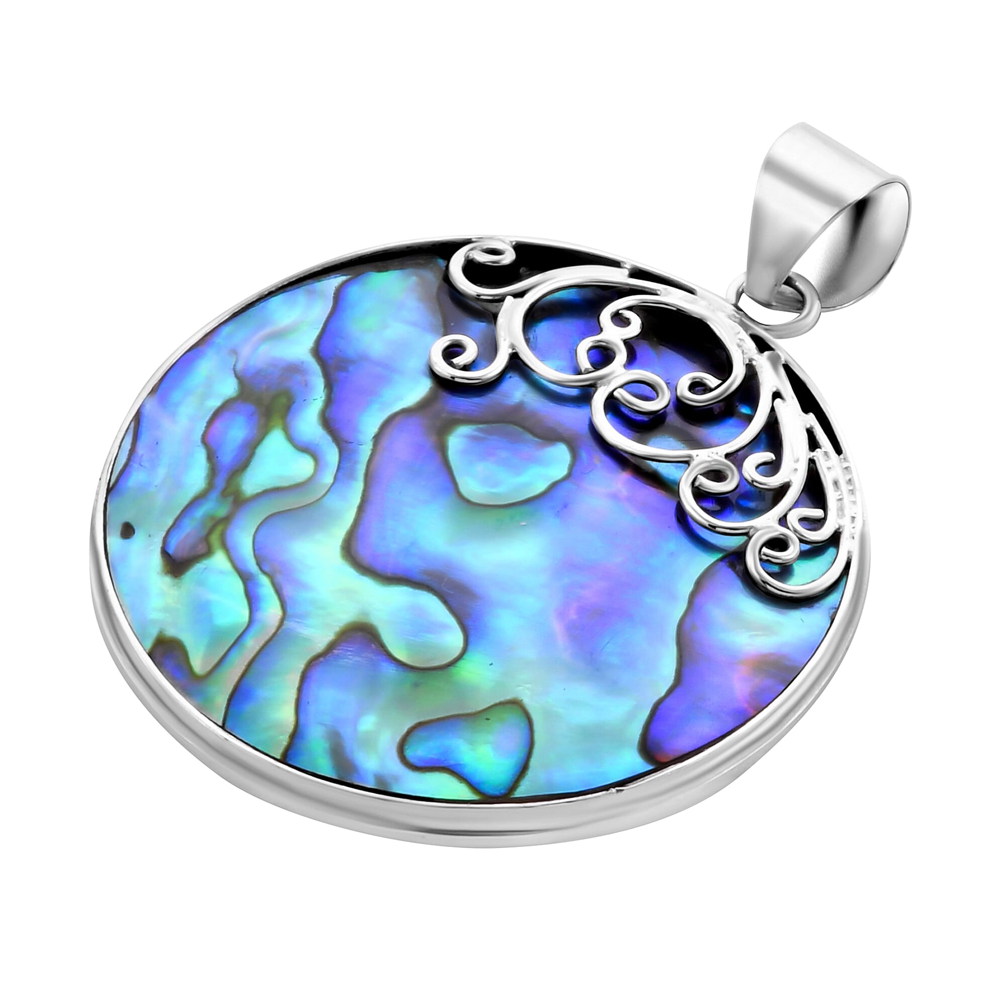 Abalone Round Pendant & Sterling Silver 2024 Frame