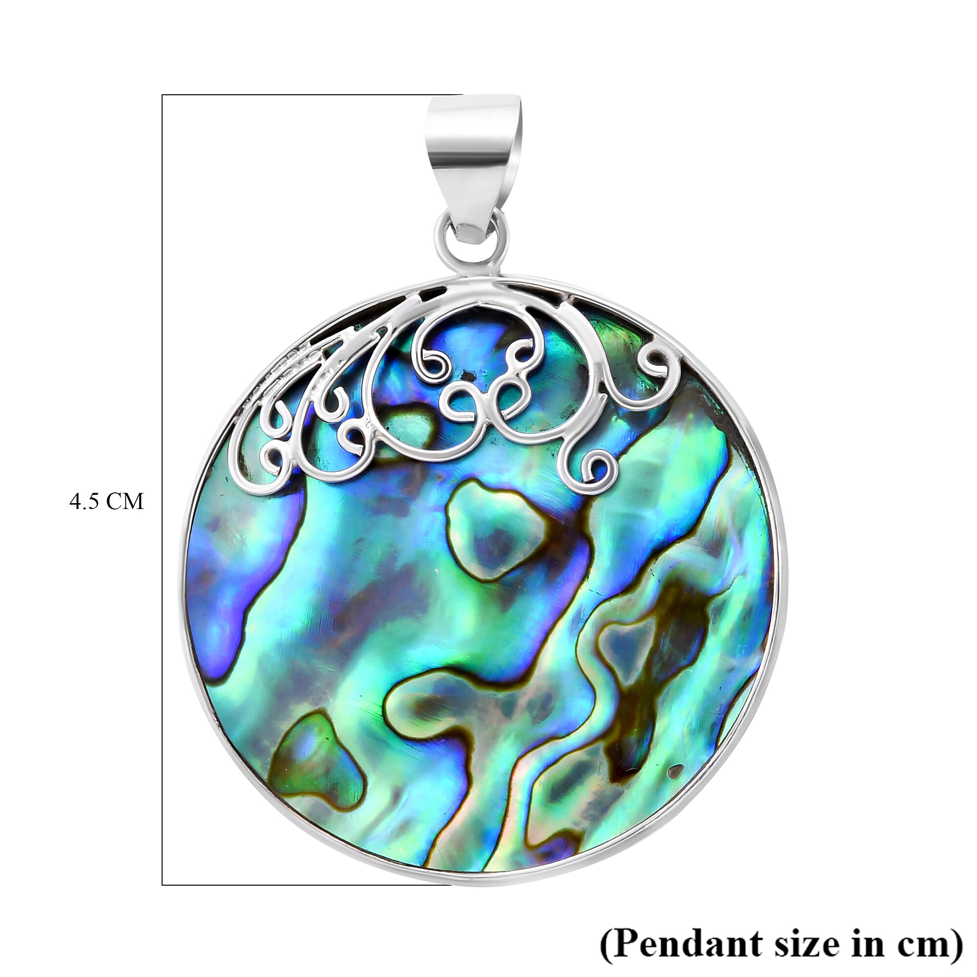 Royal Bali Collection - Abalone Shell Round Pendant in Sterling Silver