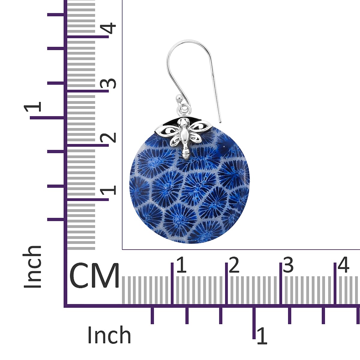 Royal Bali Collection - Blue Sponge Coral Hook Earrings in Sterling Silver