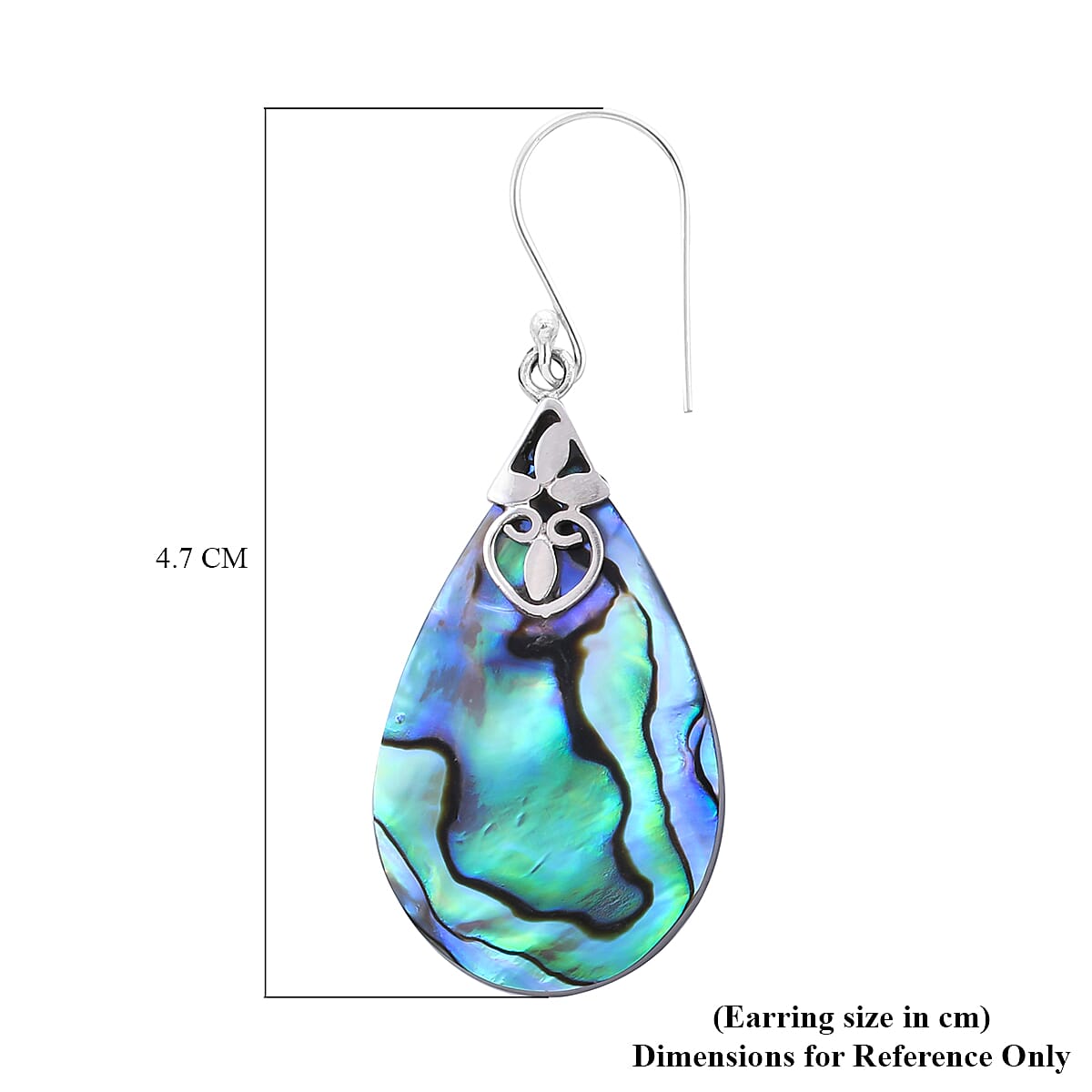 Royal Bali Collection - Abalone Shell Drop Hook Earrings in Sterling Silver