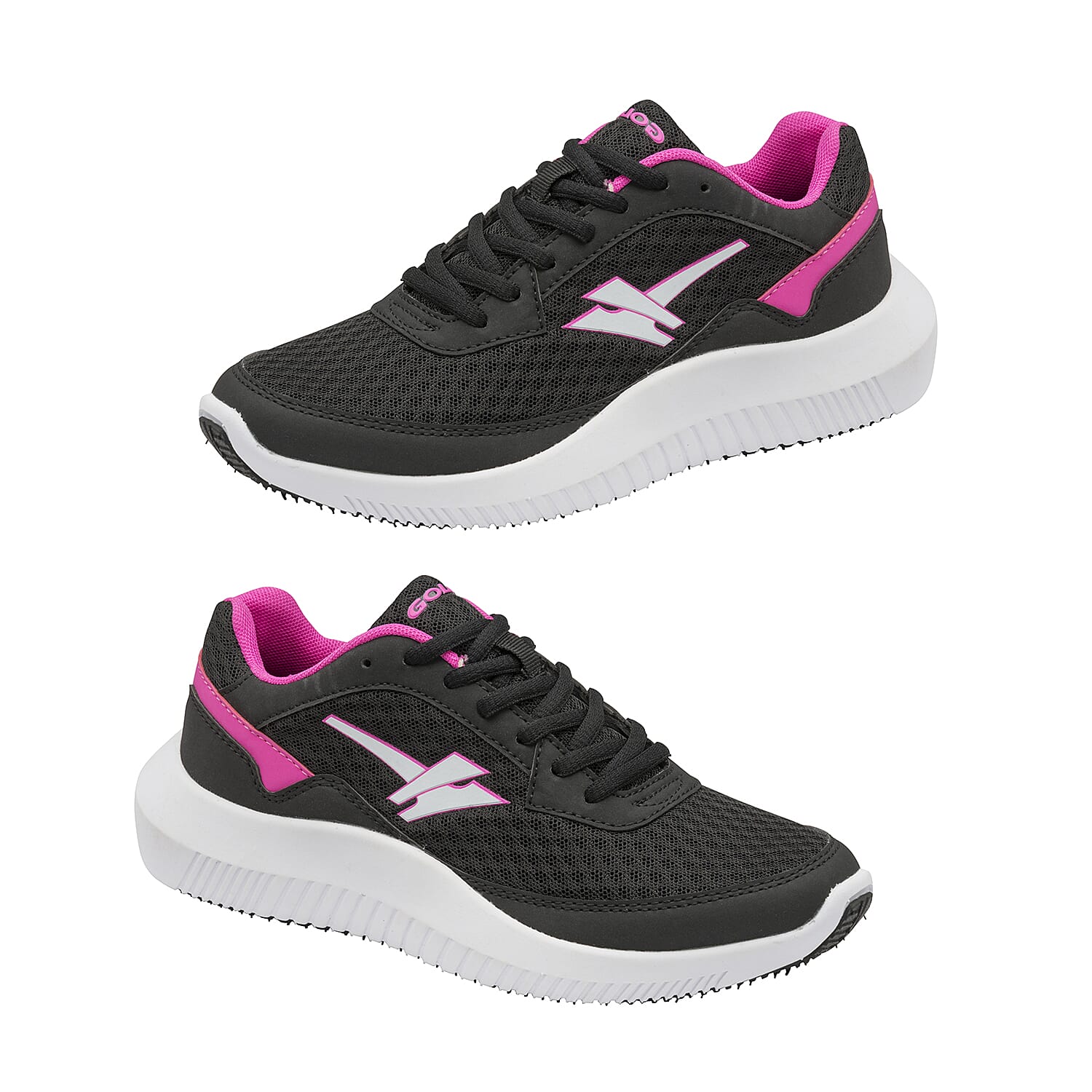 Gola Wexford Lace Up Ladies Trainer (Size 3) -  Black and Fuchsia