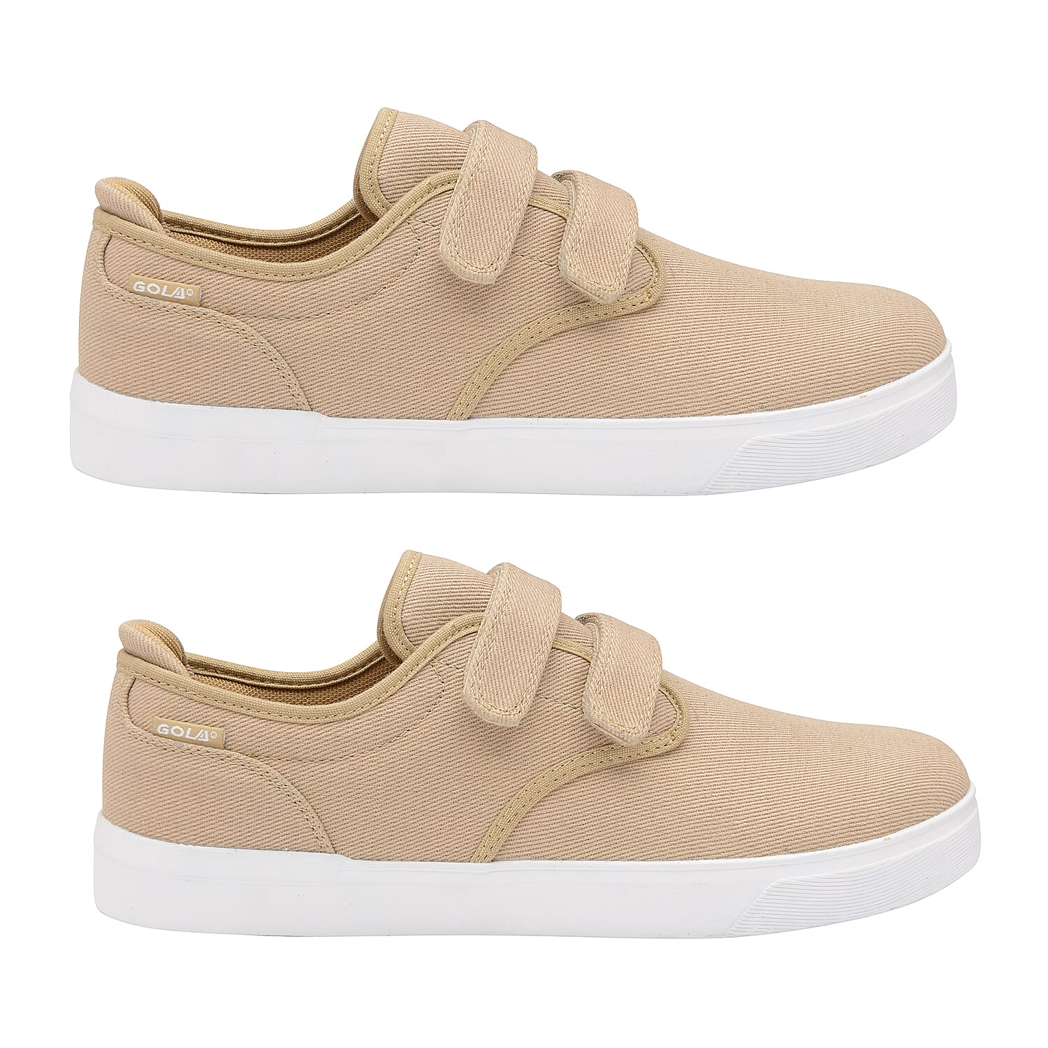 Gola Panama 2 Bar Wide Fit Trainer (Size 7) - Taupe and White