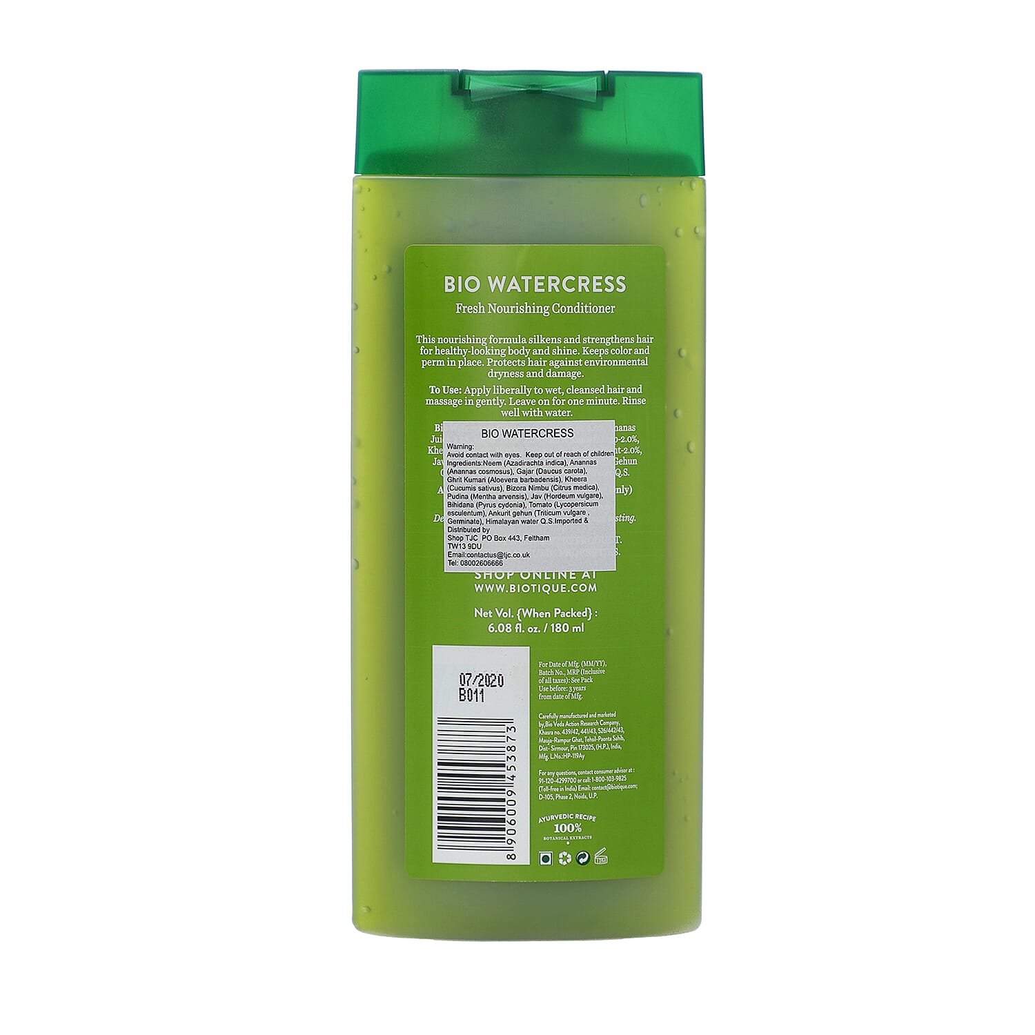 Biotique Bio Watercress 100% Ayurvedic Fresh Nourishing Conditioner For Dry, Damaged & Colour Treated Hair 180ml
