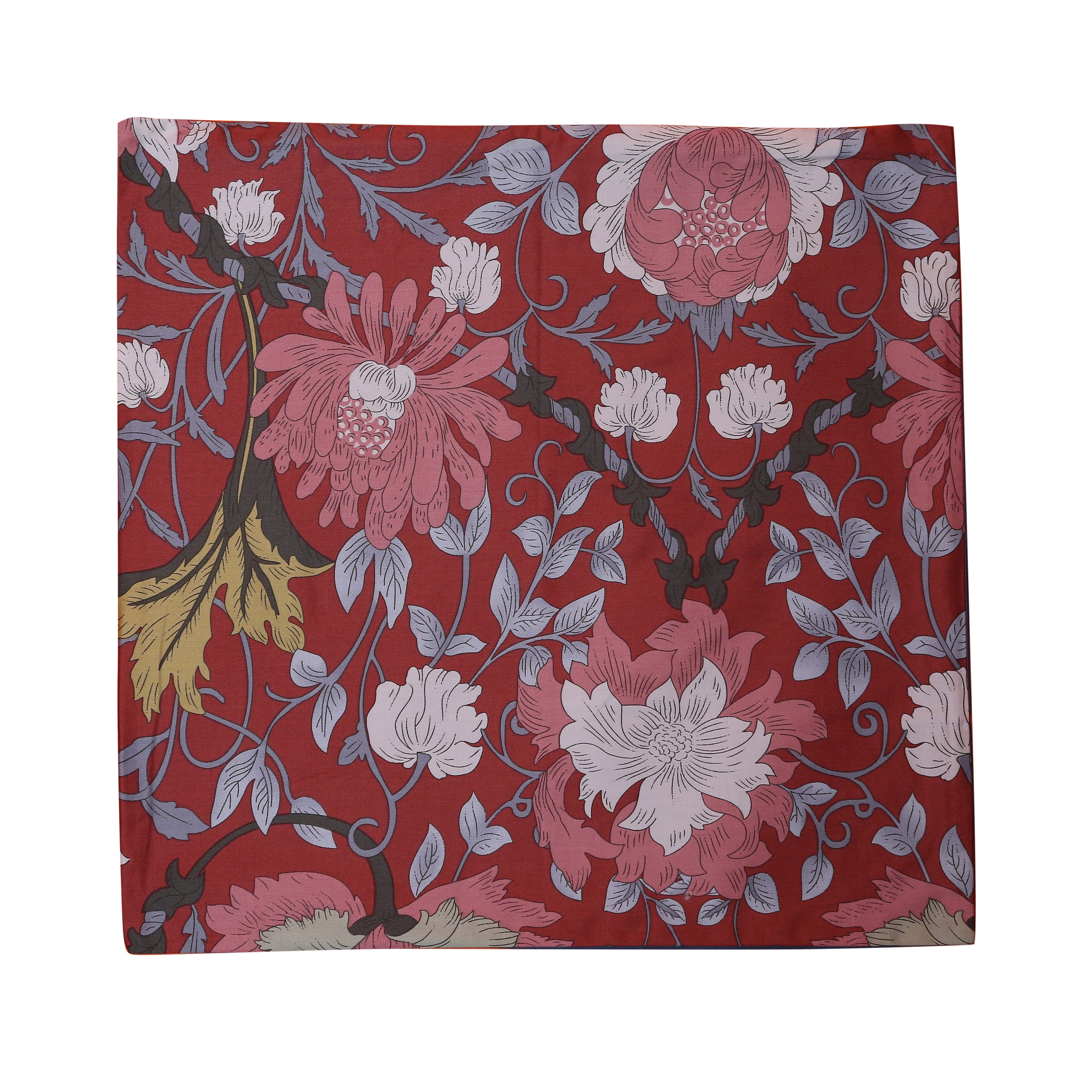 4 Piece Set - Mulberry Silk Quilt with Cotton Printed Cover (200x200cm), 2 Pillow Cases (50x70+5cm) and Cushion Cover (40x40cm) - Cameo Brown