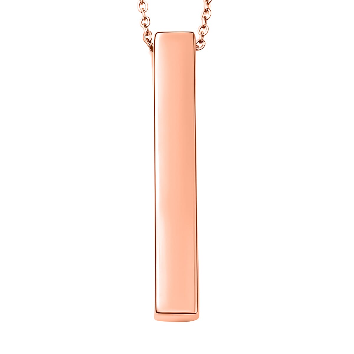 Bar Necklace (Size 24) in Rose Gold Tone Stainless Steel