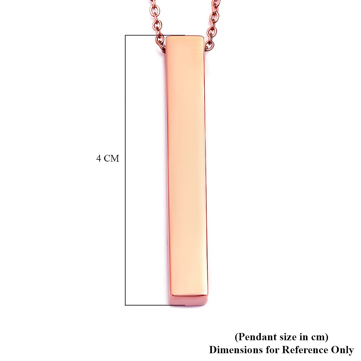Bar Necklace (Size 24) in Rose Gold Tone Stainless Steel