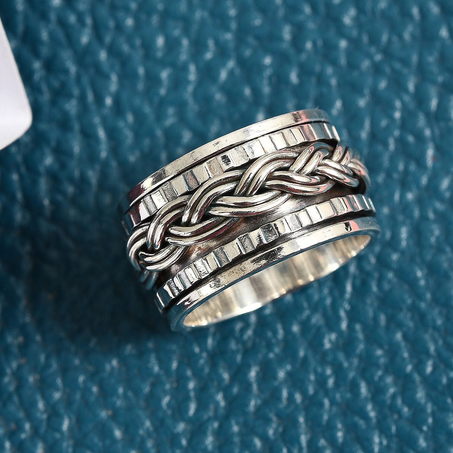 Sterling Silver Woven Spin Ring, Silver wt 7.00 Gms