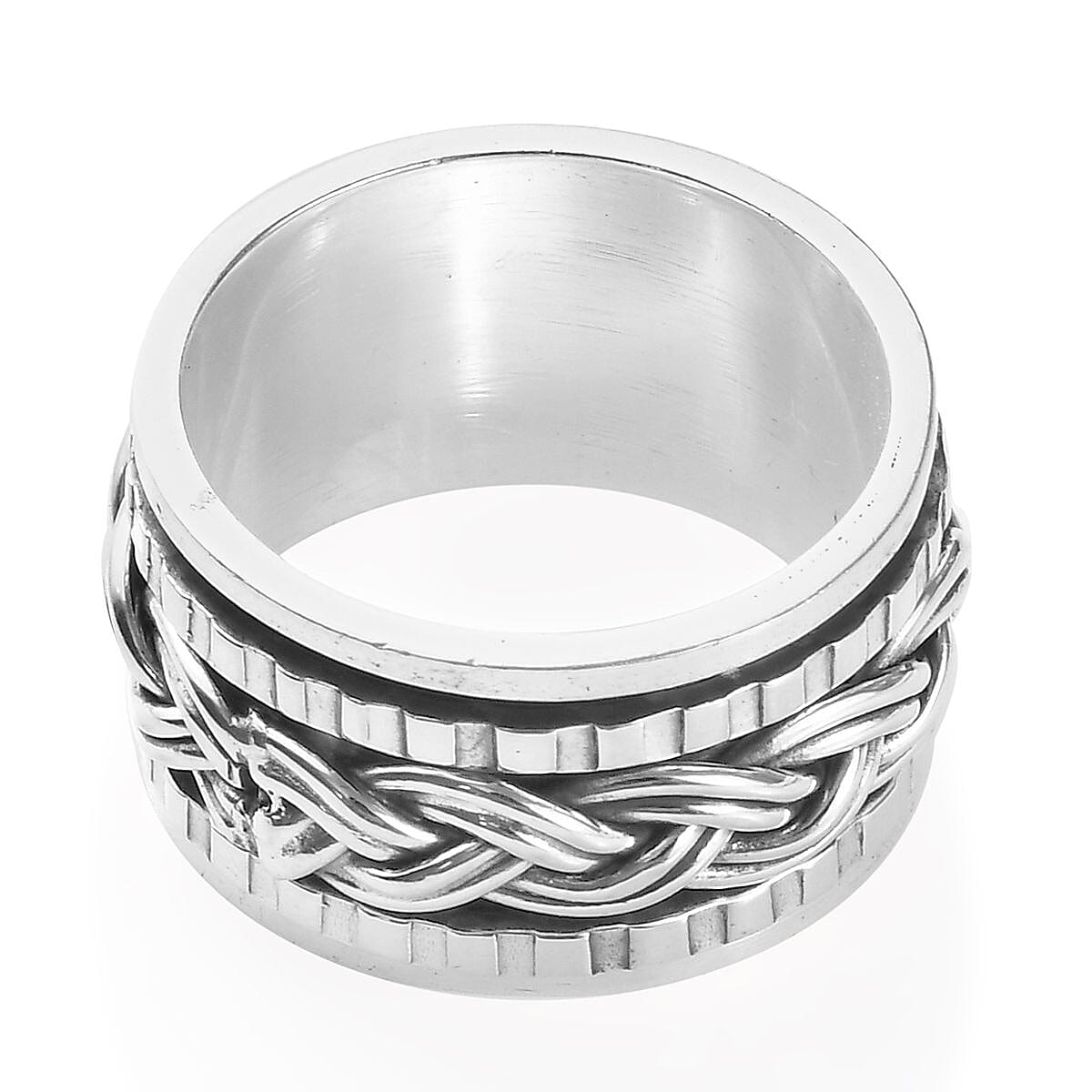 Sterling Silver Woven Spin Ring, Silver wt 7.00 Gms