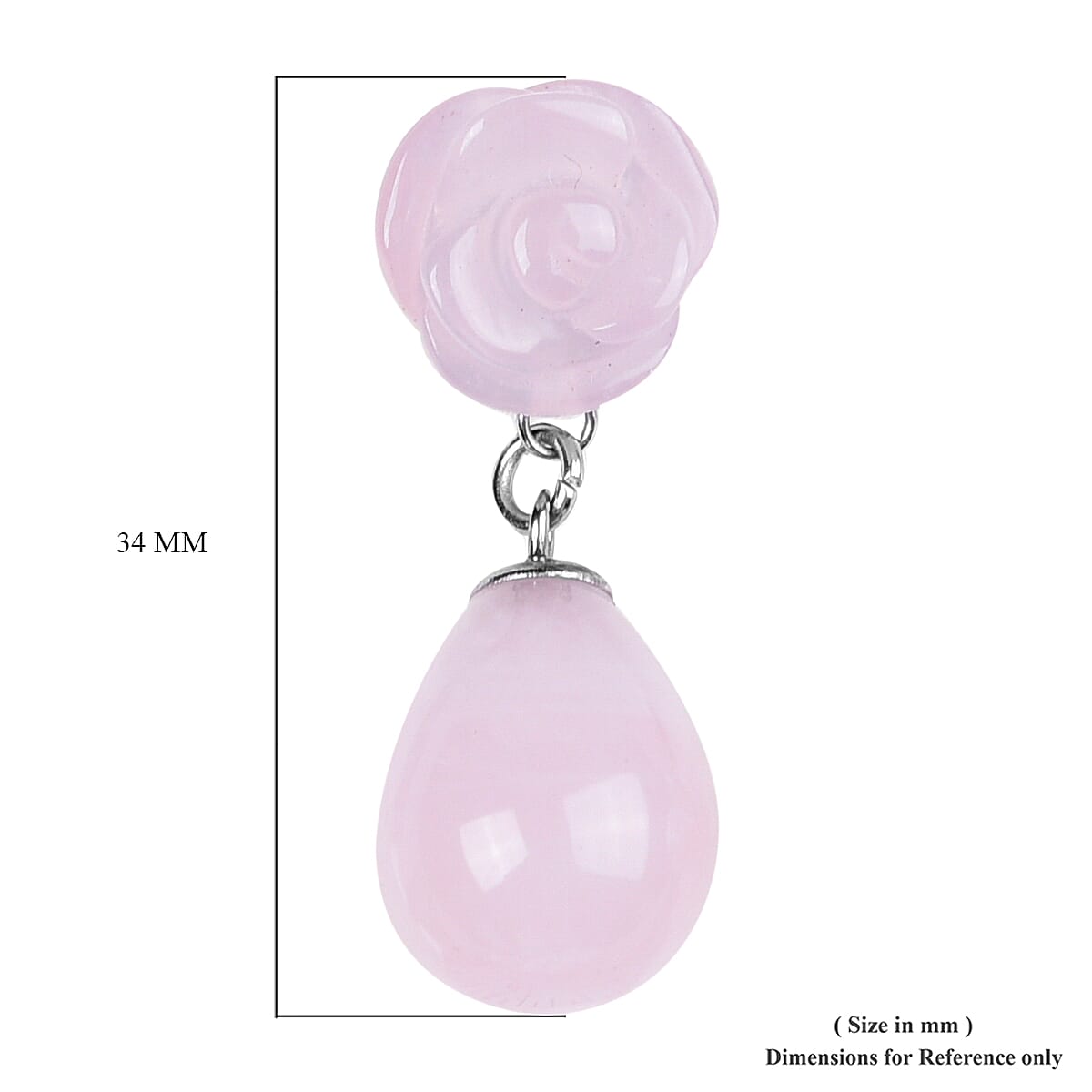 Rose Quartz Earrings (with Push Back) in Stainless Steel 38.00 Ct.