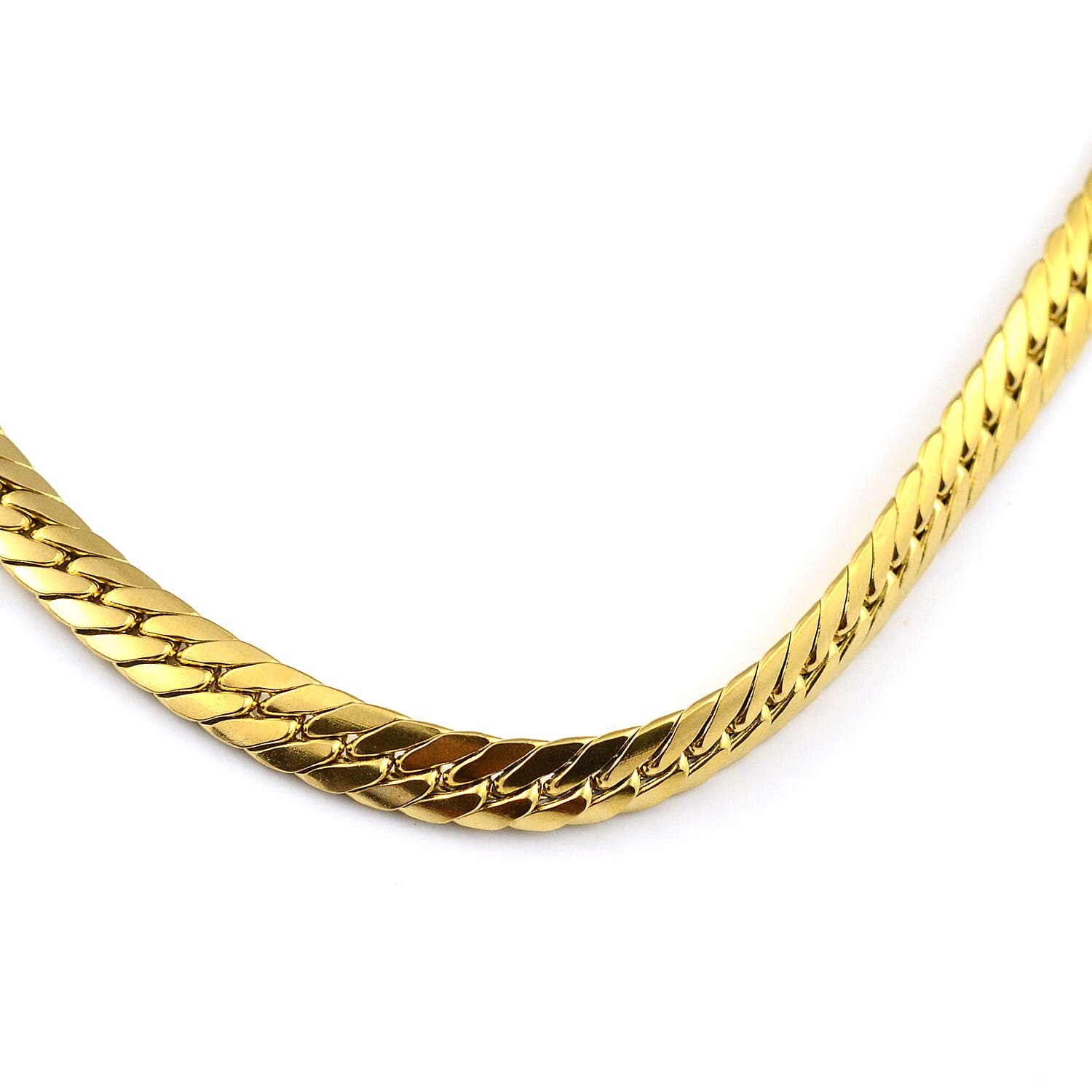 Herringbone Necklace (Size 24) with Lobster Lock in Yellow Gold Tone