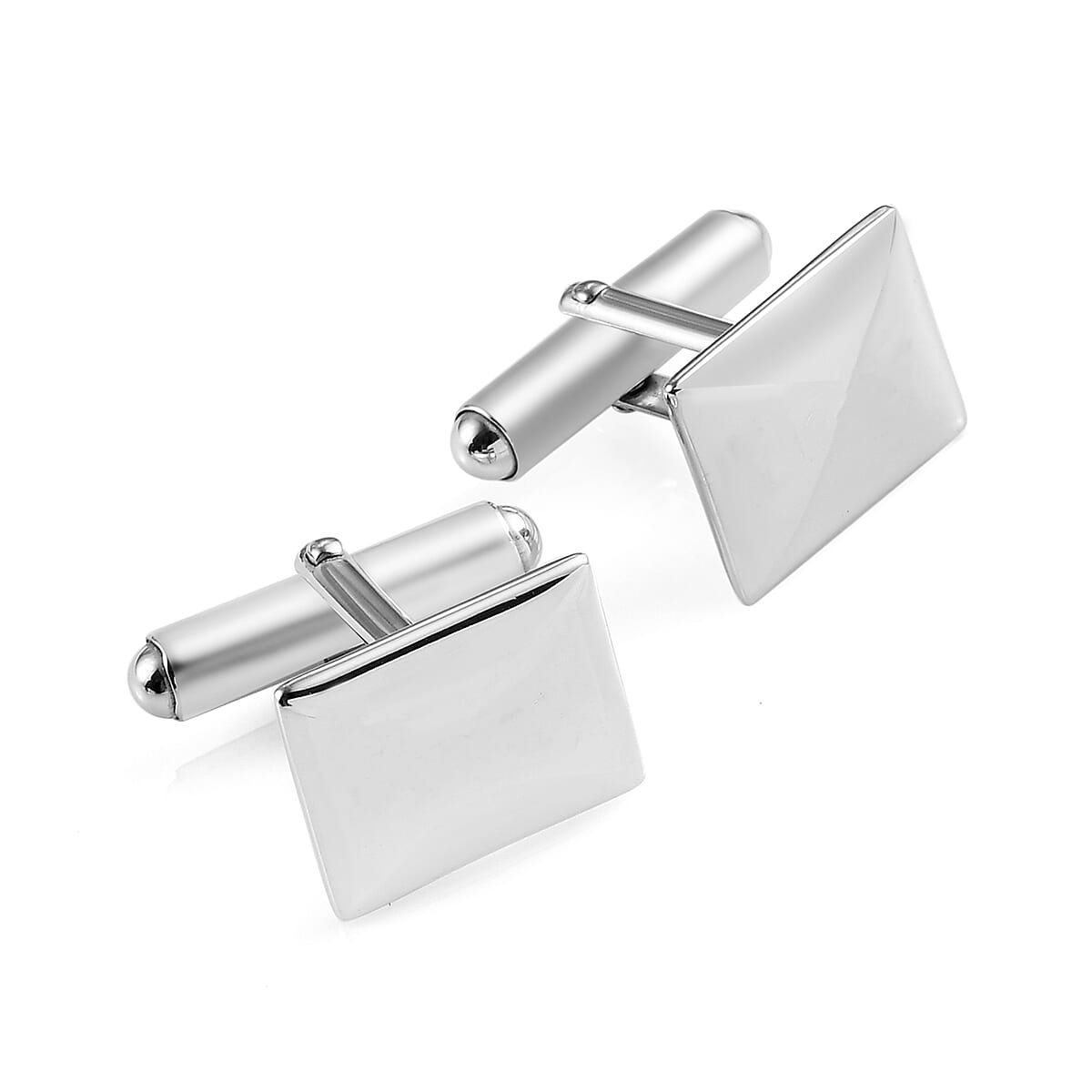 SPECIAL ORDER - Platinum Overlay Sterling Silver Cufflink, Silver wt 8.64 Gms