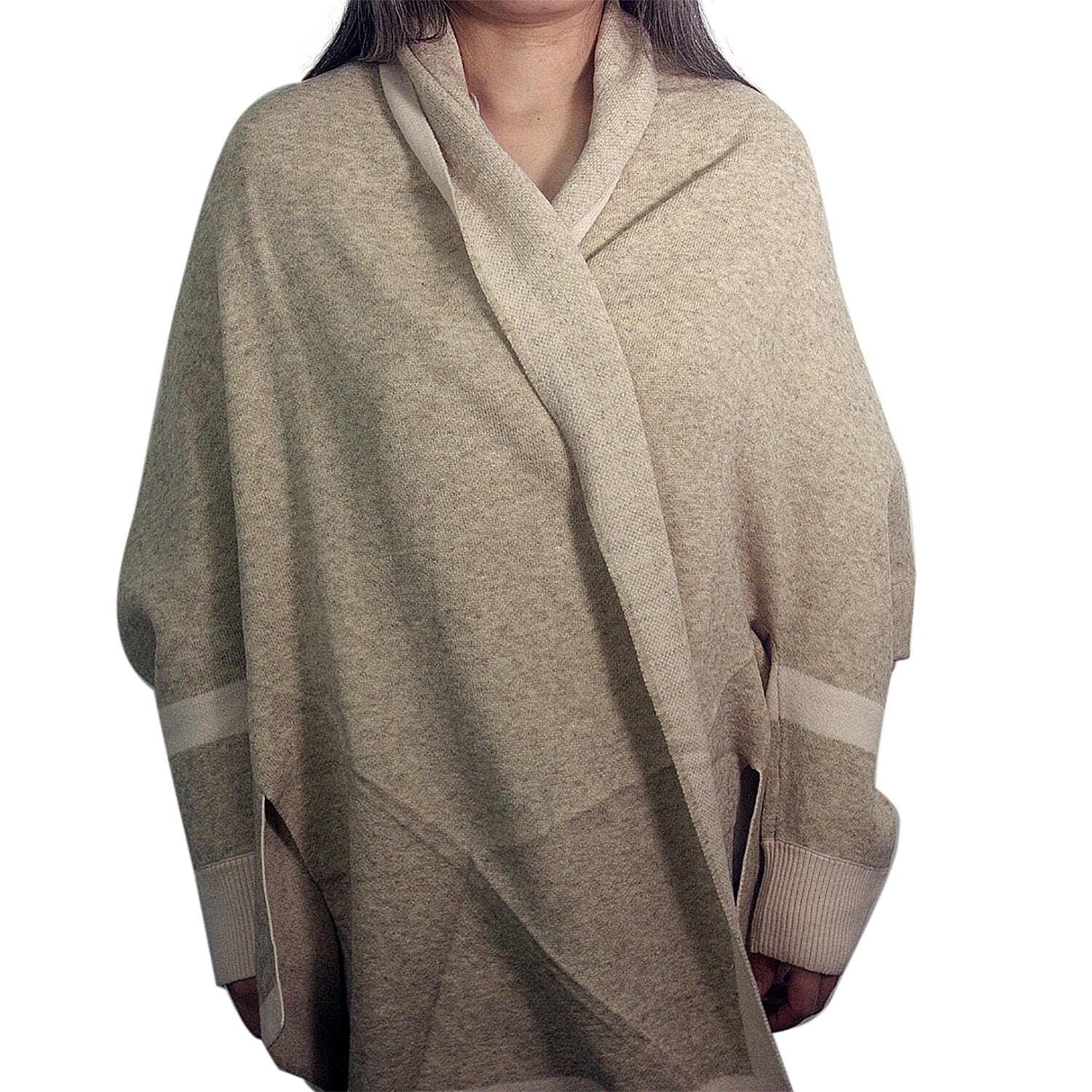 Kris Ana Coloured Border Cardigan One Size - Natural