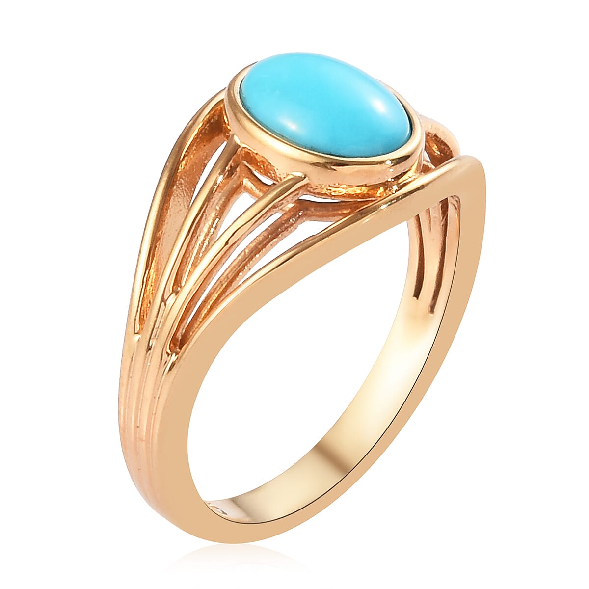 Arizona Sleeping Beauty Turquoise Ring in 14K Gold Overlay Sterling Silver 1.25 Ct.