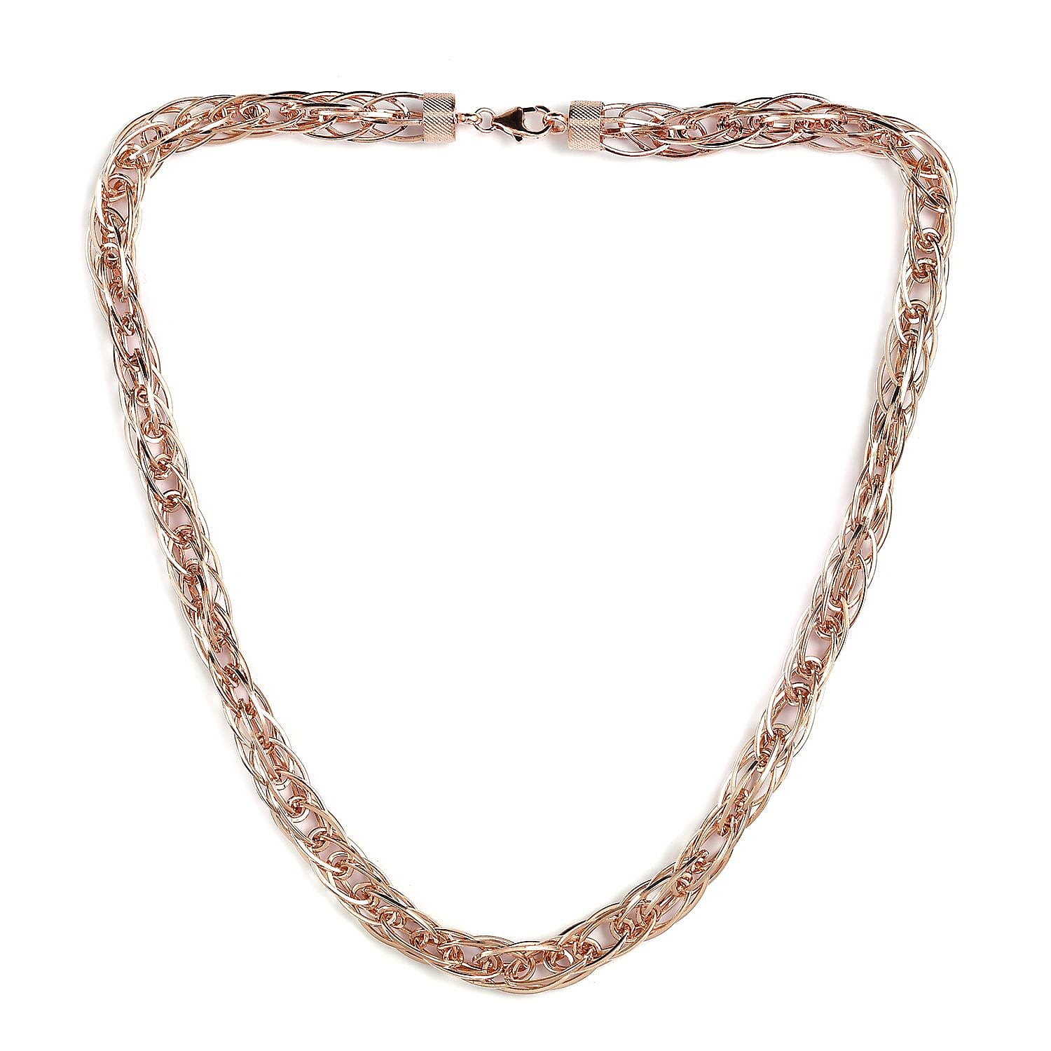 Rose Gold Overlay Sterling Silver Prince of Wales Necklace (Size 20), Silver wt 54.70 Gms