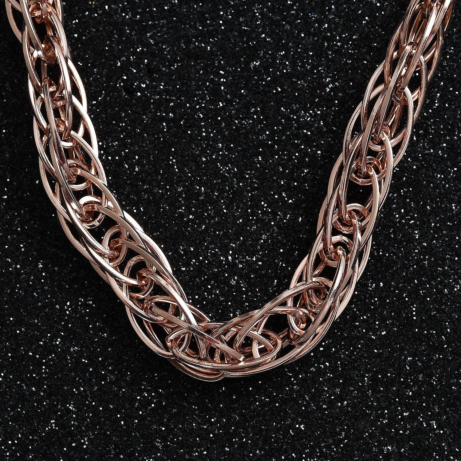 Rose Gold Overlay Sterling Silver Prince of Wales Necklace (Size 20), Silver wt 54.70 Gms