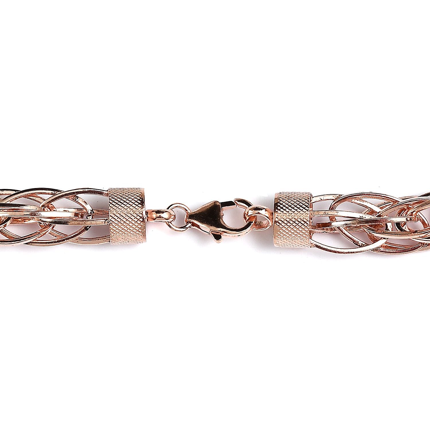 Rose Gold Overlay Sterling Silver Prince of Wales Necklace (Size 20), Silver wt 54.70 Gms