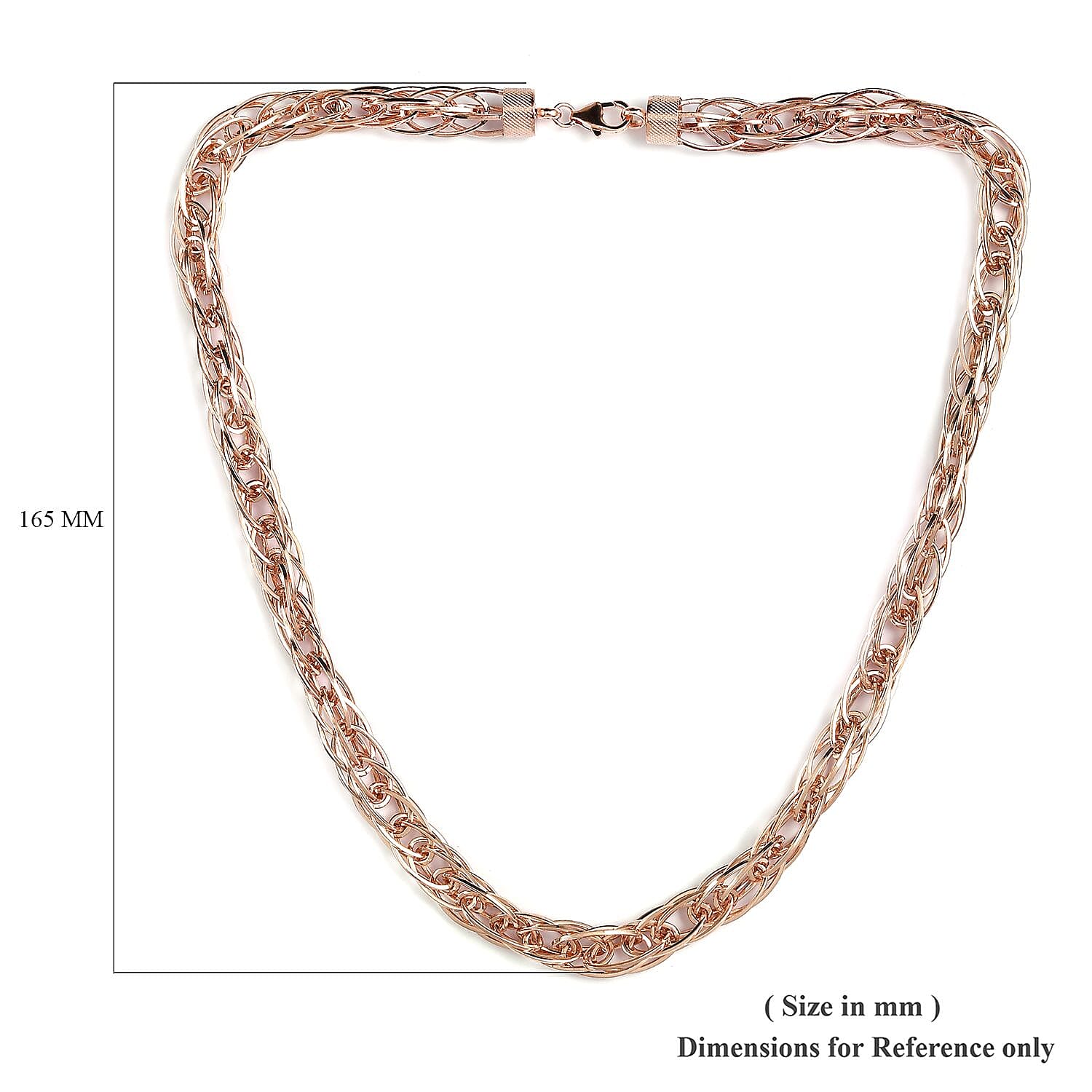 Rose Gold Overlay Sterling Silver Prince of Wales Necklace (Size 20), Silver wt 54.70 Gms