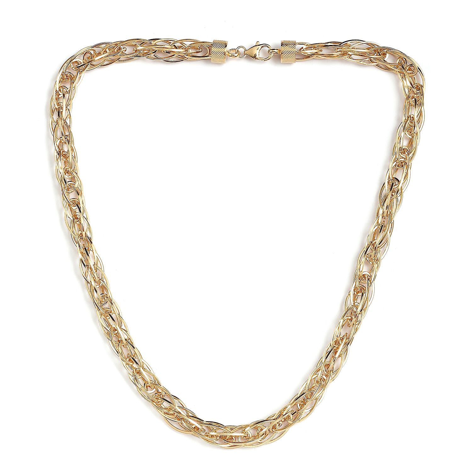 Yellow Gold Overlay Sterling Silver Prince of Wales Necklace (Size 20), Silver wt 54.70 Gms