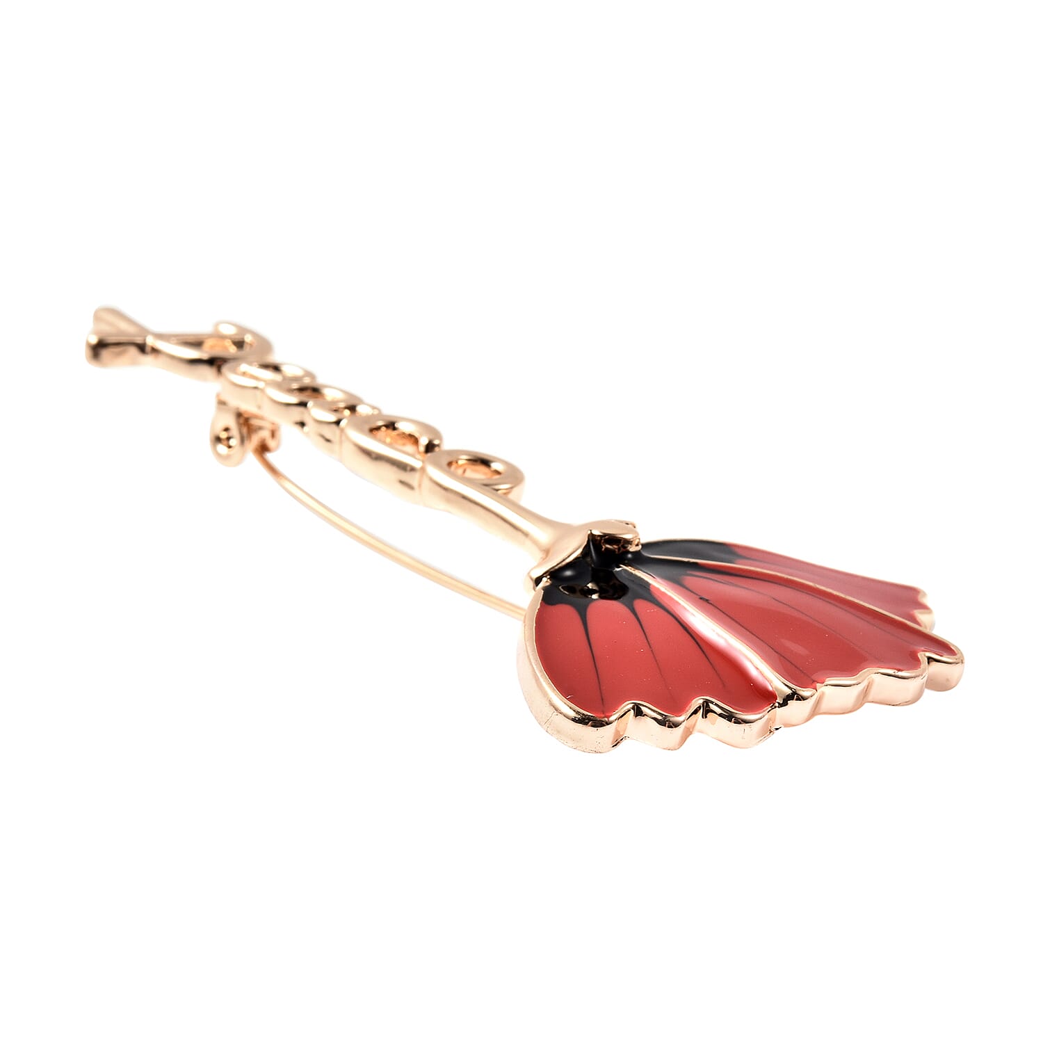 TJC  Design - Enamelled  Flower Brooch in Yellow Gold Tone