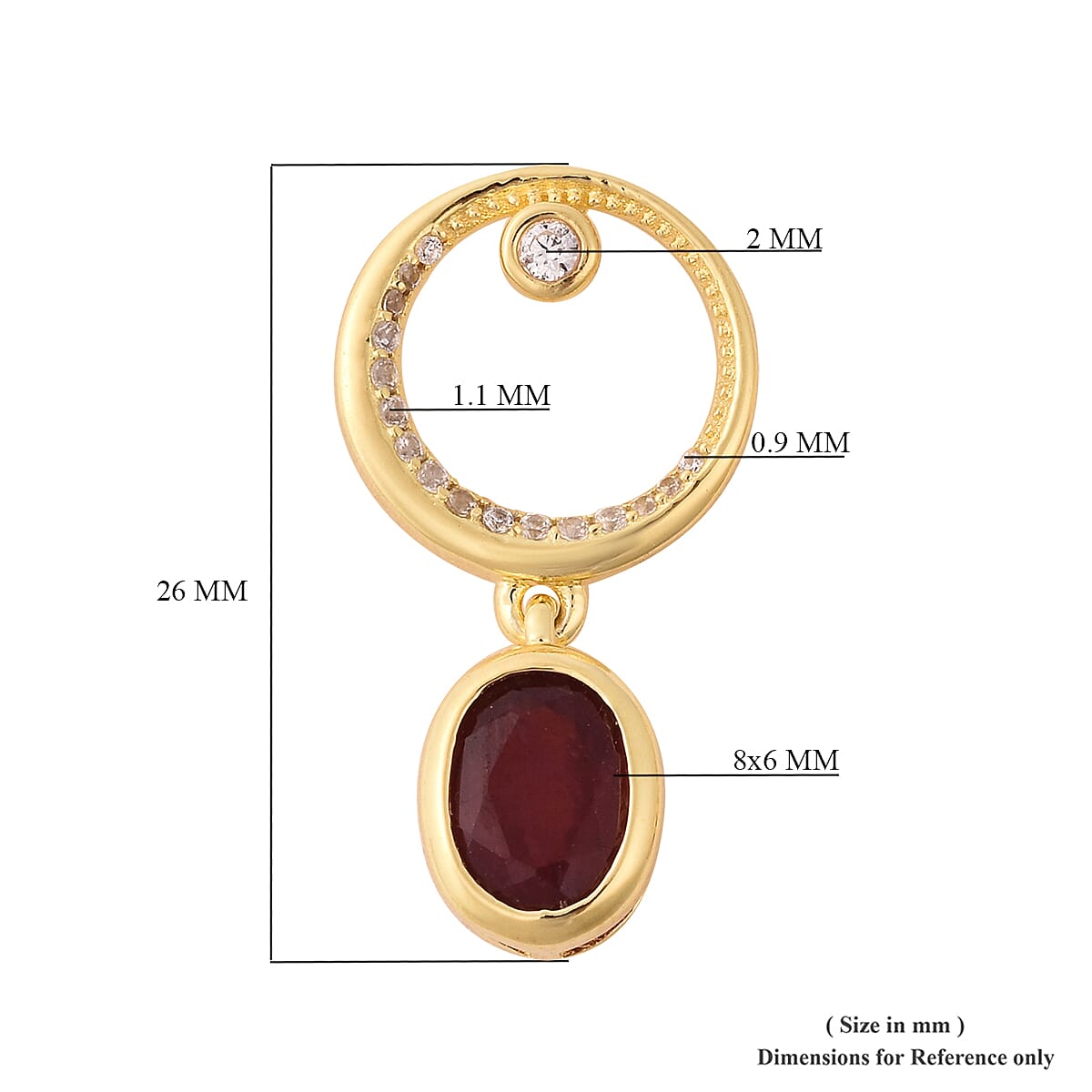 Isabella Liu Twilight Collection - African Ruby (FF) and Natural Cambodian Zircon Earrings (with Push Back) in Yellow Gold Overlay Sterling Silver 3.96 Ct.