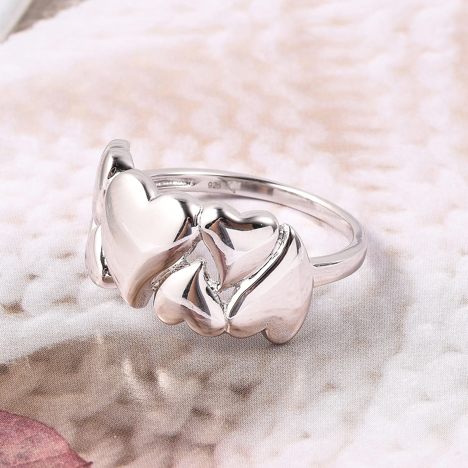 RACHEL GALLEY Rhodium Overlay Sterling Silver Heart Ring