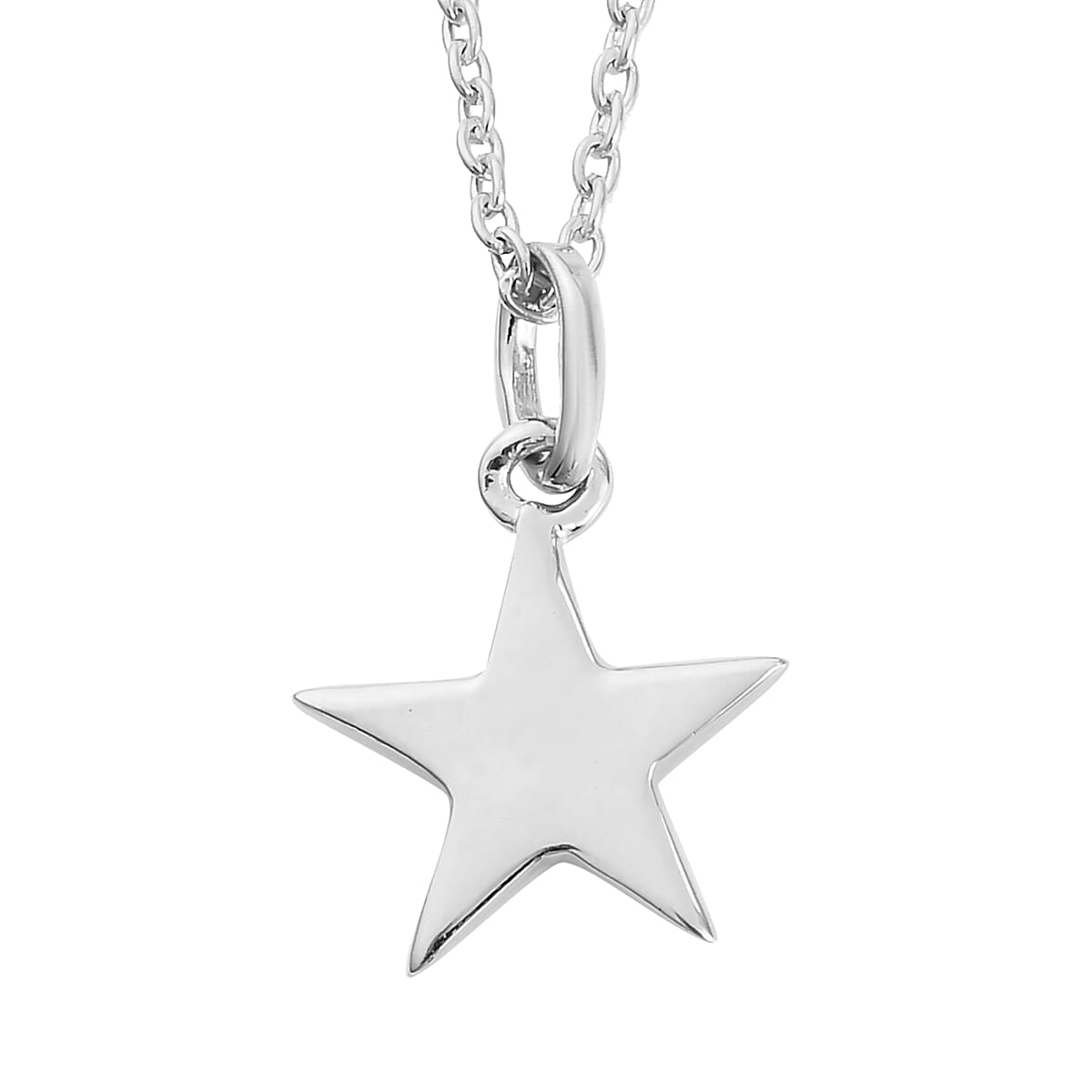 Platinum Overlay Sterling Silver Letter Star Pendant with Chain (Size 18)