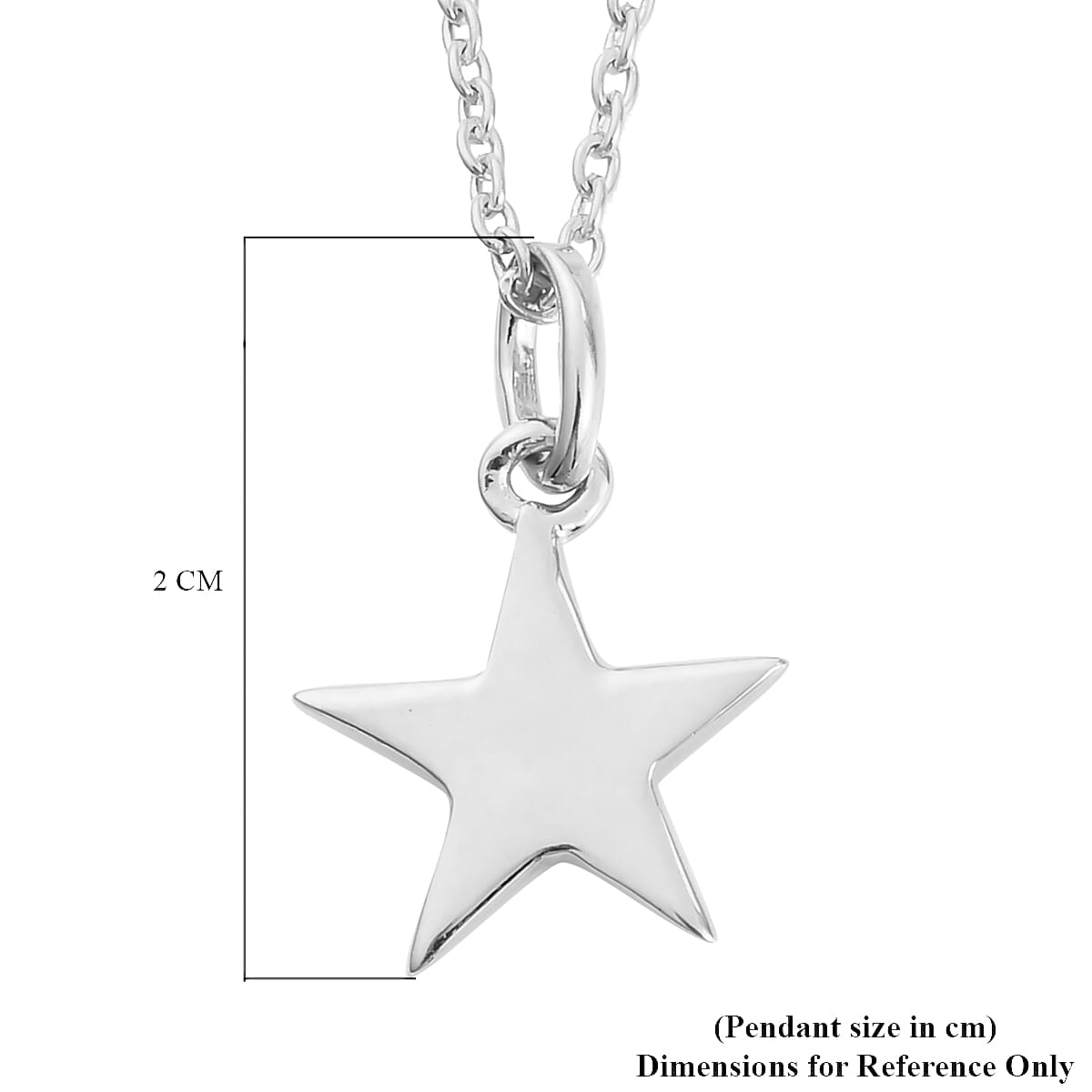 Platinum Overlay Sterling Silver Letter Star Pendant with Chain (Size 18)