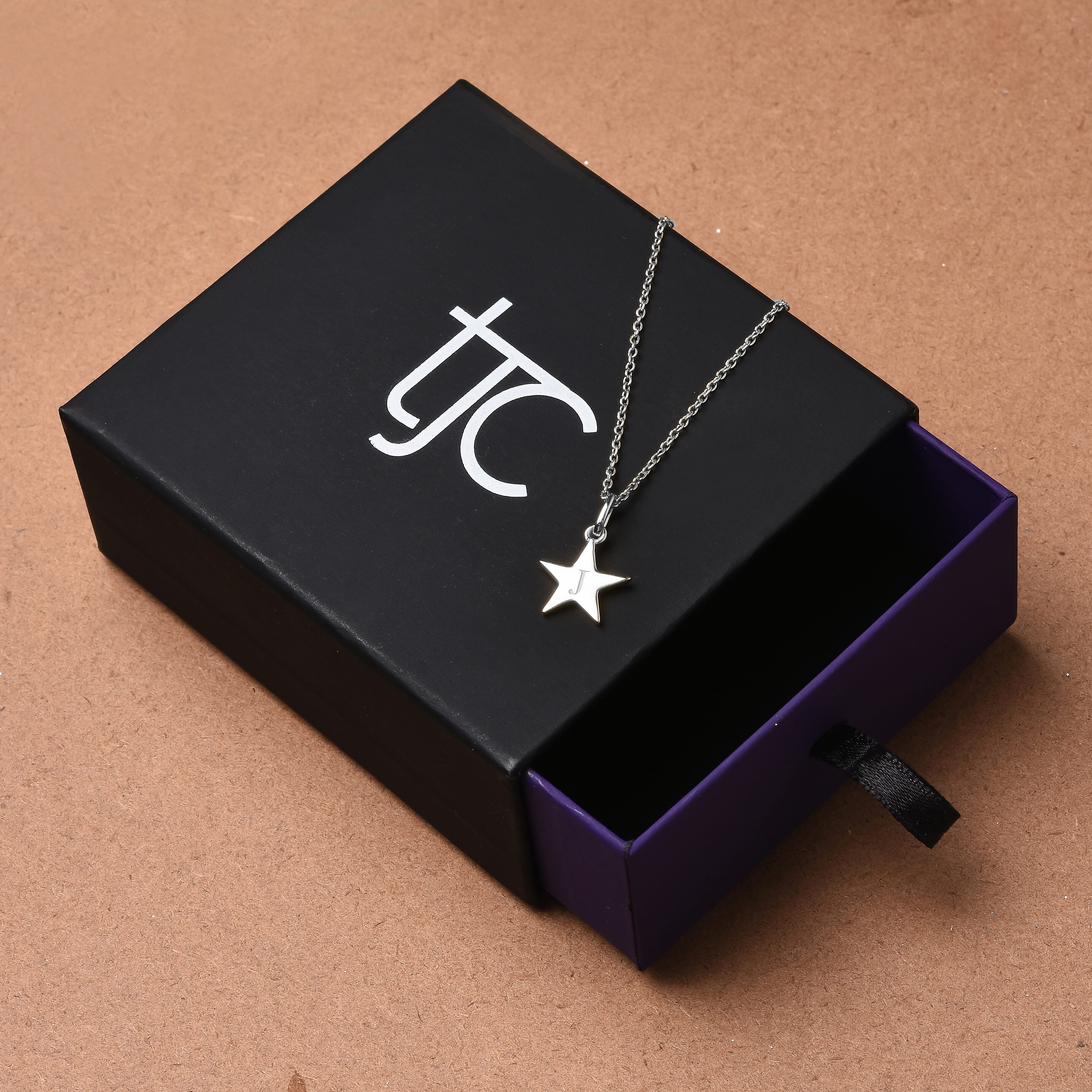 Platinum Overlay Sterling Silver Letter Star Pendant with Chain (Size 18)