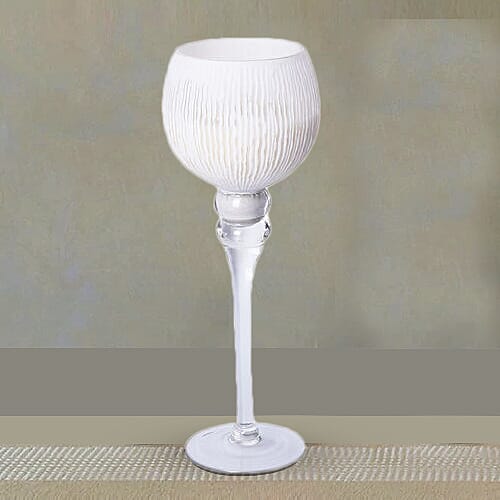 Set of 3 - Goblet Holder with Candle Inside (Burning Time - 43 hours) (Dia 12.5cm, Height 30cm/35cm/40cm) - White