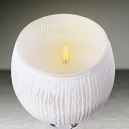 Set of 3 - Goblet Holder with Candle Inside (Burning Time - 43 hours) (Dia 12.5cm, Height 30cm/35cm/40cm) - White
