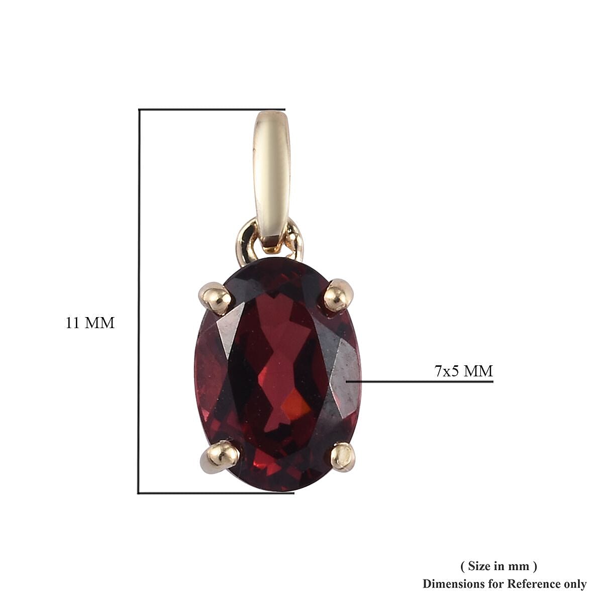 9K Yellow Gold Orissa Rose Garnet Solitaire Pendant 1.00 Ct.