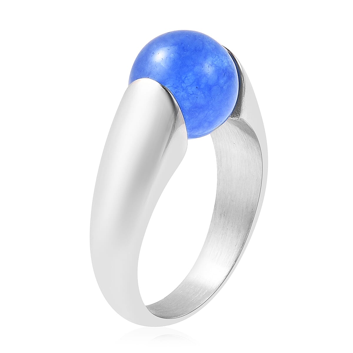 Blue, Green and Red Jade Three Bead Interchangeable Ring in Stainless Steel 20.75 Ct.