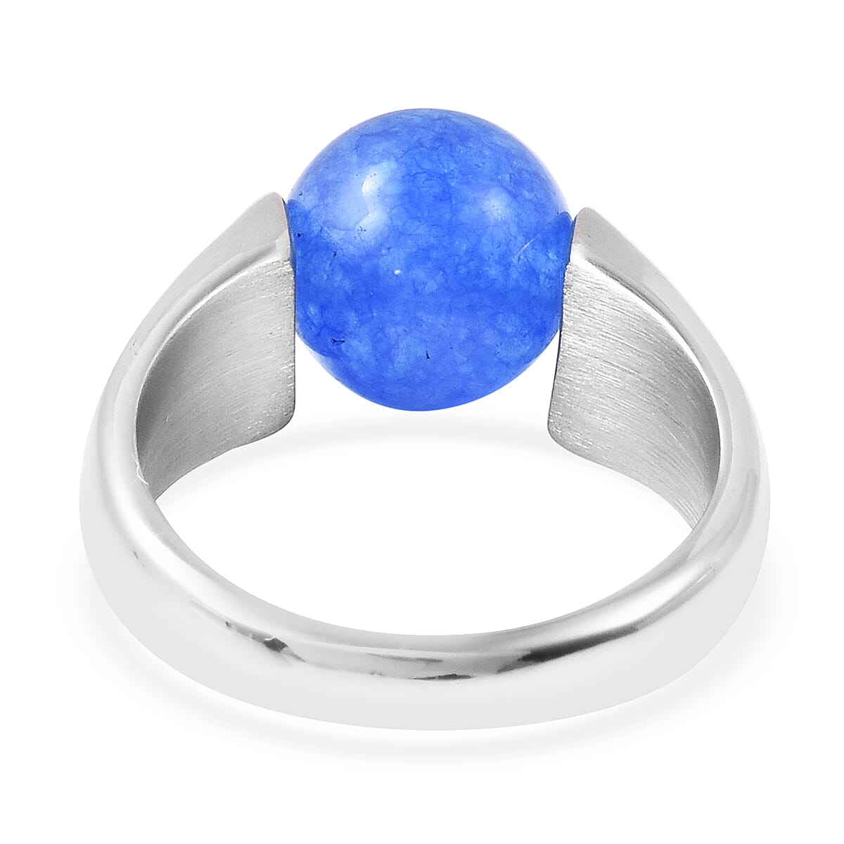 Blue, Green and Red Jade Three Bead Interchangeable Ring in Stainless Steel 20.75 Ct.