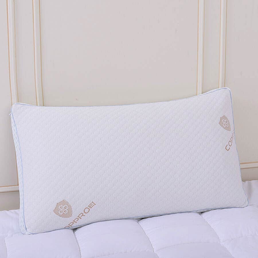 Cloud Memory Foam Copper Infused Pillow with Cooling Gel (Size 70x40cm) - White